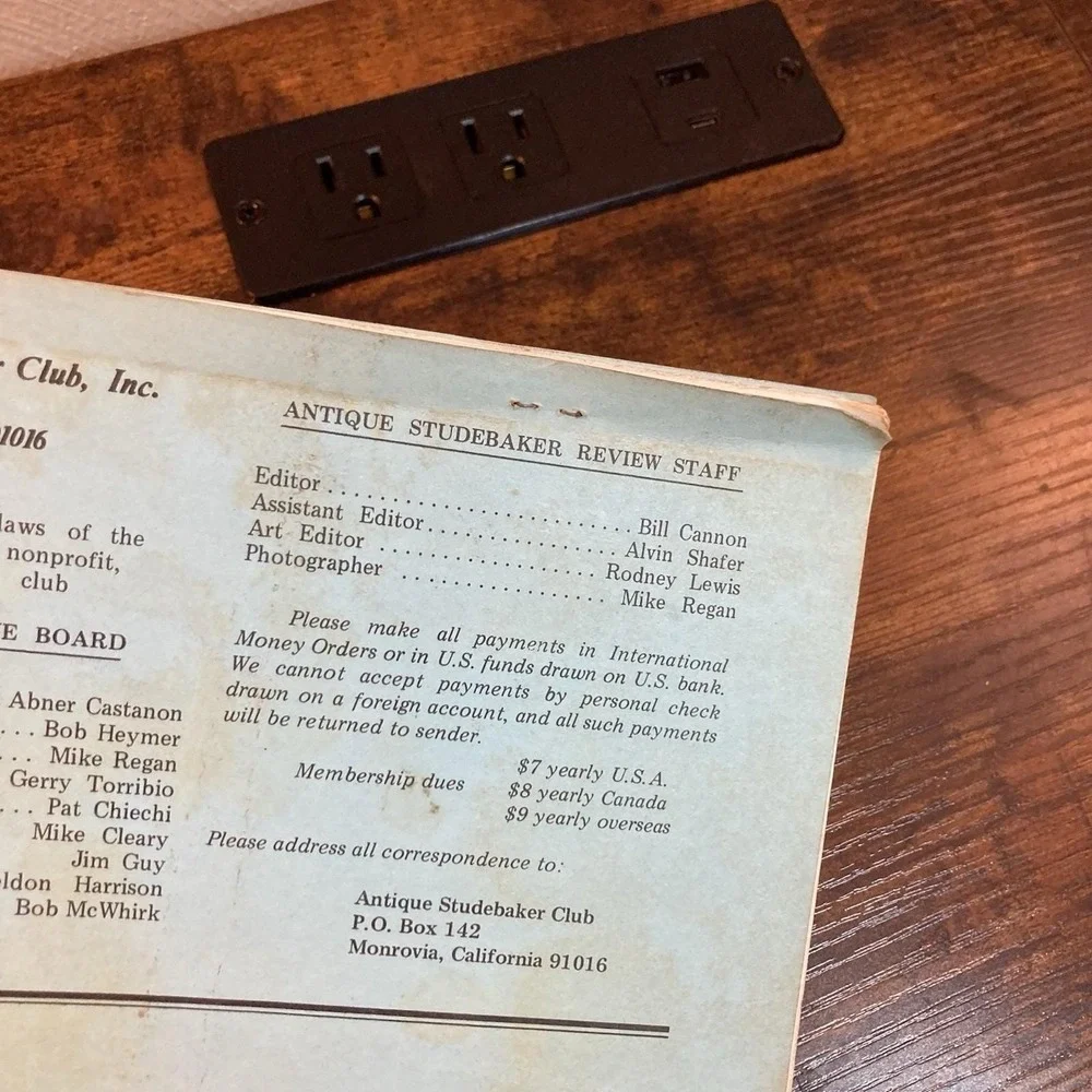 Antique Studebaker Club 1978 Roster Monrovia CA Cannon Vtg Ephemera